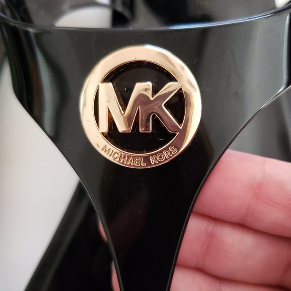 Michael Kors Black Jelly Buckle Strap Size 10 Women's PVC Thong Sandals EUC - Picture 6 of 7